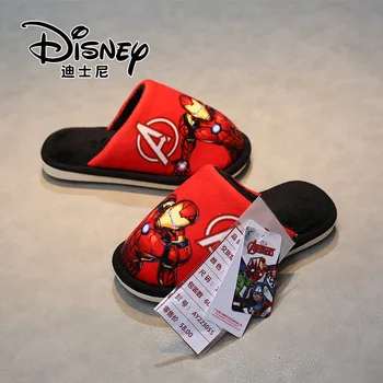 Disney je nové detské papuče domova non-slip teplo hrubé plyšové papuče chlapcov zimné detské bavlnené papuče