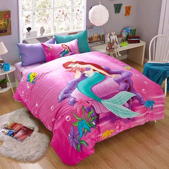 Disney Karikatúry, Malá Morská víla Ariel Vytlačené Ružové Obliečky Sady pre Detské Dievčatá Spálňa Decor Bavlnené Obliečky Kryt Nastaviť 1,5 m Posteľ