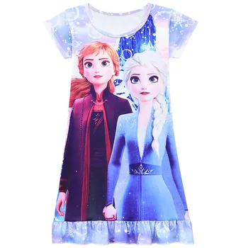 Disney Lete Zamrznutý Sneh Kráľovná Dievčenské Pyžamo Šaty Cosplay Party Noc Nosenie, Krátky Rukáv Pre Deti, Deti, Detské Oblečenie
