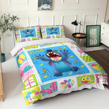 Disney ' Lilo & Stitch posteľná bielizeň Nastaviť Cartoon prehoz cez posteľ Jedno Dvojča Plný Kráľovná Kráľ Veľkosť Obliečky detské Chlapec Spálne Posteľ Nastaviť