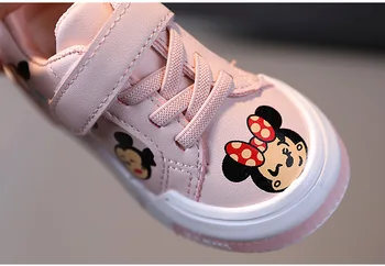 Disney Mickey Mouse Deti Topánky, Baby, Dievčatá, Batoľa Obuv Módnej Značky White PU Bežné Svetlo Mäkké Šport Deti Bežecká Obuv