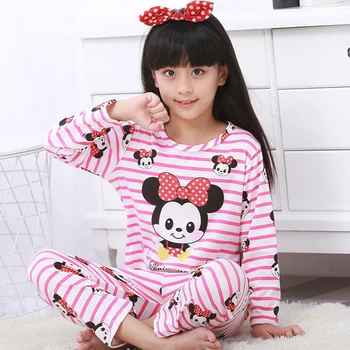 Disney Mickey Pijamas Set Pre Deti-Deti, Chlapci Dievčatá Jeseň Pyžamá Minnie Mouse Sofia Princess Dlhý Rukáv Sleepwear Oblečenie Pre Voľný Čas