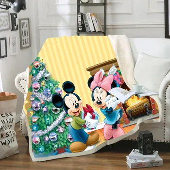Disney Minnie Mickey Myš Vianočné Darčeky, Detské Plyšové Deka Hodiť rozkladacia Pohovka Kryt Jeden Twin Podstielka pre Chlapcov, Dievčatá, Deti
