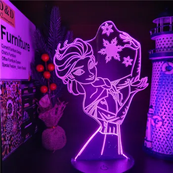 Disney Mrazené II Anime Postavy 3d LED Nastaviť Elsa Anna Lampa Dekor Dotykový Snímač Nočné Osvetlenie, Akcie Figma Vianočný Darček Tabuľka Model Hračky