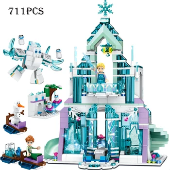 Disney Mrazené Princezná Hrad Bloky Snehová Kráľovná Elsa Anna Popoluška Ariel Obrázok Kompatibilné Lepining Priateľ Tehly Hračky Model