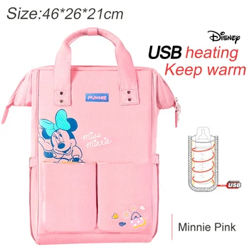 Disney Múmiový plienkové s USB Materskej Nappy Ošetrovateľskej Taška pre Dieťa Starostlivosť o Nepremokavé Cestovné Materskej Batoh Disney Kabelka