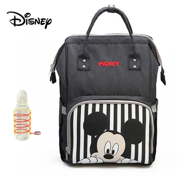 Disney plienkové Mochila Maternidade Nepremokavé USB Fľaša na Kŕmenie Cestovný Batoh Baby Vaky pre Mamu Skladovanie Taška Múmiový Tašky