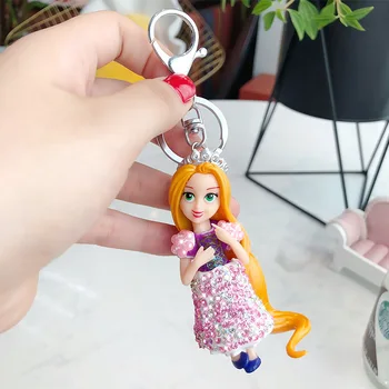 Disney princezná Cartoon bábika Príslušenstvo Prívesok prívesok na dievča, darček diamond morská víla prívesok na auto žien taška kľúčový prívesok