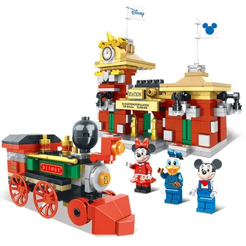 Disney Serices Klasické rozprávky Anime Film Toy Stavebné Bloky Mickey Minnie Kačica Model hradu BlocksToy darčeky pre deti