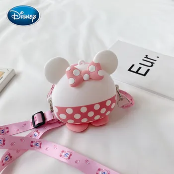 Disney Silikónové Mickey Minnie detský Vak Mini Taška cez Rameno kórejský Kreslených Dievčat Messenger Taška Baby Mince Kabelku