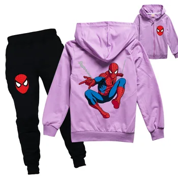 Disney Spiderman Anime Hoodies Deti, Mikiny 2 ks Set Dievčatá Topy Chlapci Oblečenie Bežné Deti Kapucí Športové Odevy