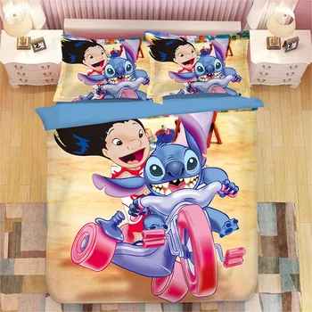 Disney Steh Chlapci dievčatá posteľná bielizeň Sady Twin Kráľovná Cartoon Deka Kryt obliečka na Vankúš Modrý Posteľná Bielizeň Perinu Nastaviť pre Deti Posteľ