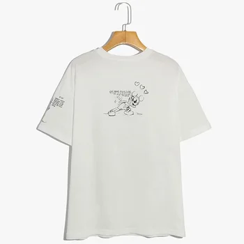 Disney T-Shirt Harajuku Mickey Mouse Cartoon Náčrt Tlač Krátky Rukáv Ročníka Ženy T-Shirt Bavlna Kórea Ženský Čaj Topy Biela