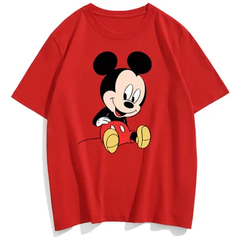 Disney Tričko Chic Fashion Mickey Mouse Dieťa Tlače O-Krku Pulóver Tee Páry Unisex Ženy T-Tričko Krátky Rukáv Topy 10 Farieb