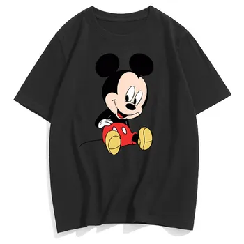 Disney Tričko Chic Fashion Mickey Mouse Dieťa Tlače O-Krku Pulóver Tee Páry Unisex Ženy T-Tričko Krátky Rukáv Topy 10 Farieb