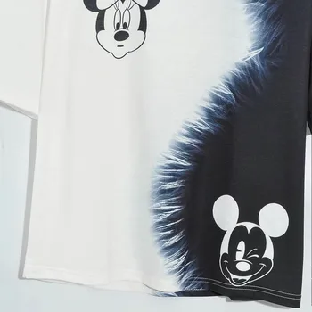 Disney Tričko Minnie Mickey Mouse Karikatúra Tlače Kontrast Farieb tie-dye Krátky Rukáv Harajuku Bežné Ženy Bavlna Tee Top Žena