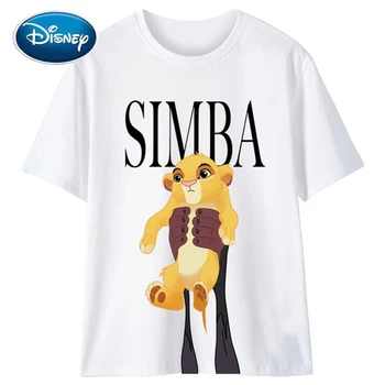 Disney Štýlový SIMBA Lion King King of the Jungle Karikatúra Tlače Ženy T-Shirt O-Krku Pulóver s Krátkym Rukávom Bežné Tee Topy