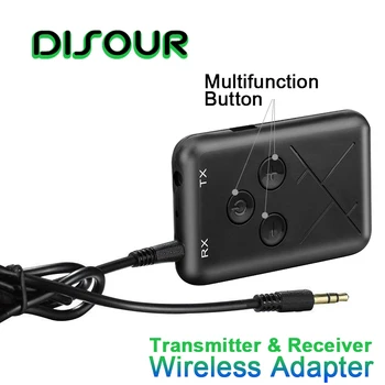 DISOUR Bezdrôtový Vysielač, Prijímač 2 V 1, 3,5 mm Jack Audio Hudbu Stereo Bluetooth Adaptér Vysielač Pre TV Receptor Pre Auto