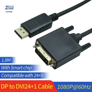 Displayport na DVI D Aktívny Kábel 1080P Samec Samec Display Port DP na DVI24+1 Dual Link Converter Adaptér Pre Počítač 1,8 M