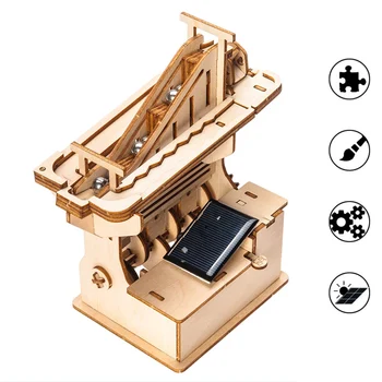 DIY Drevené Puzzle Model Auta Stereo Solárne Schody Rolling Loptu Skladačka Dreva Remesiel pre Domáce Kancelárie Dekor KMEŇOVÝCH Hračka Kit