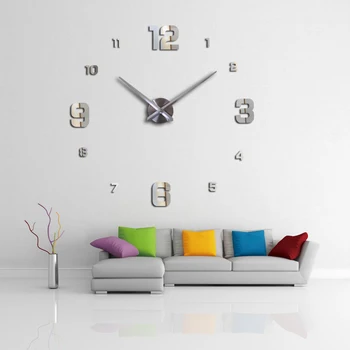 DIY hodiny hodinky Obývacia Izba Quartz Akryl Zrkadlový efekt domáce dekorácie 3D Moderné Samolepky na Stenu stále životný štýl
