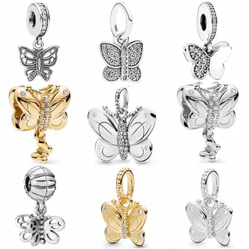 DIY Kúzlo Priatelia Navždy Dekoratívne Jar Motýľ Prívesok 925 Sterling Silver Perličiek Fit Pandora Náramok Šperky