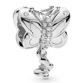 DIY Kúzlo Priatelia Navždy Dekoratívne Jar Motýľ Prívesok 925 Sterling Silver Perličiek Fit Pandora Náramok Šperky