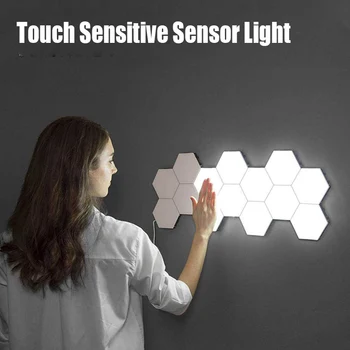 DIY LED Quantum Lampa Modulárny Citlivé na Dotyk Snímača Osvetlenia Nástenné Svietidlo Honeycomb Nočné Osvetlenie, Šesťhranné Magnetické Dekorácie