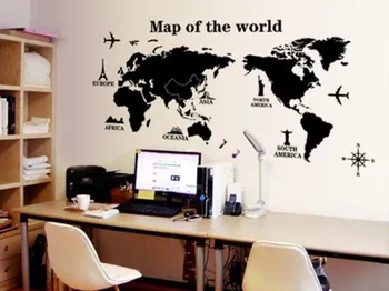 DIY mape sveta vymeniteľné vinyl citát umenie stenu, nálepky, obtisky nástenná maľba dekorácií vysokej kvality na vrchole predaj nových populárne domáce malé mapu