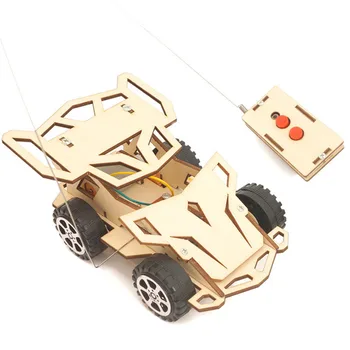 DIY Montáž Bezdrôtového Diaľkového Ovládania Pretekárske Auto Model Auta Fyzikálny Experiment Technológia Vzdelávania Drevené Hračky Pre Deti