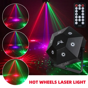 Dj Stage Laserového Svetla RGB Projektor 8 Jamiek Hot Kolesá Farebné Vzor Strana Svetlo Pre Efekt S DMX512 Bar KTV Dekorácie