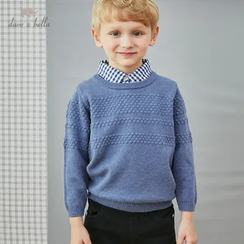 DK16246 dave bella jeseň dieťa dieťa boys módne 5Y-13Y koberčeky sveter deti toddl knitwearer deti roztomilý pletený sveter