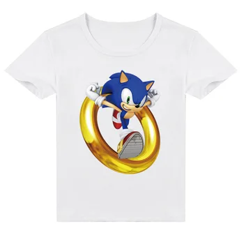 DLF 2-16Y Anime Sonic The Hedgehog T Shirt Deti Cartoon Vytlačené Funny T-shirts Chlapci Krátky Rukáv Tees Deti, Dievčatá Bežné Topy