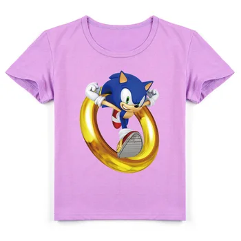 DLF 2-16Y Anime Sonic The Hedgehog T Shirt Deti Cartoon Vytlačené Funny T-shirts Chlapci Krátky Rukáv Tees Deti, Dievčatá Bežné Topy