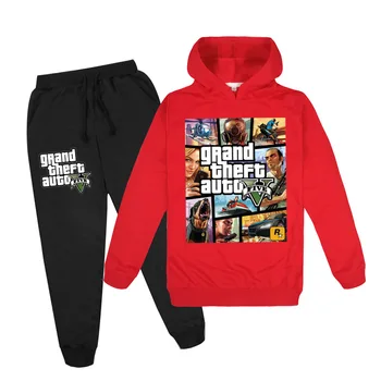 DLF 2-16Y Grand Theft Auto Hry Gta V 5 Mikiny Nohavice, Oblečenie Set sa Deti Bežné Tepláková súprava Chlapci Športové Batoľa Dievčatá Oblečenie