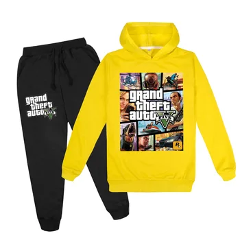 DLF 2-16Y Grand Theft Auto Hry Gta V 5 Mikiny Nohavice, Oblečenie Set sa Deti Bežné Tepláková súprava Chlapci Športové Batoľa Dievčatá Oblečenie
