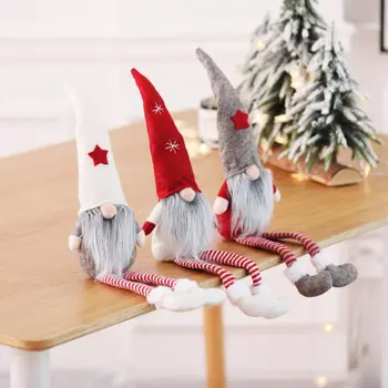 Dlhé Nohy Sedí Swedish Language Tomte Santa Figúrky Bábika Plyšový Elf Hračky, Vianočné Ozdoby, Darčeky Domov Dekorácie