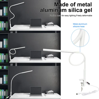 Dlhé Rameno stolná Lampa Klip Office Led Stolná Lampa USB Oko-chránené Lampa Pre Spálne Led Svetlo 5-Úroveň Jas a Farba 10W