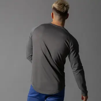 Dlhý rukáv Rýchle suché T-shirt pánske Gym Fitness tričko Muž Bežecké Športy, Behanie Tréningu Tréningové Tričká Topy Crossfit Oblečenie