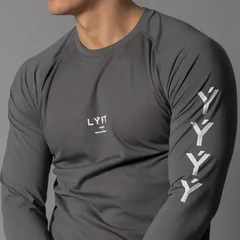 Dlhý rukáv Rýchle suché T-shirt pánske Gym Fitness tričko Muž Bežecké Športy, Behanie Tréningu Tréningové Tričká Topy Crossfit Oblečenie