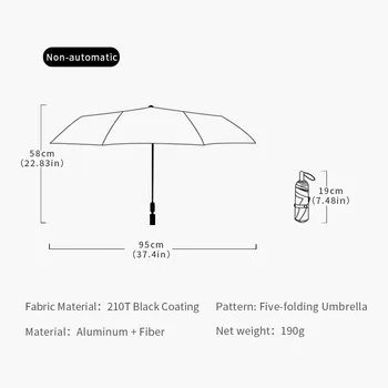 DMBRELLA Malé Prenosné dáždnik Mužov Mini Pocket 5 skladacie Dáždniky Dážď Ženy Nepremokavé Cestovné Parasol Vetru Parasol