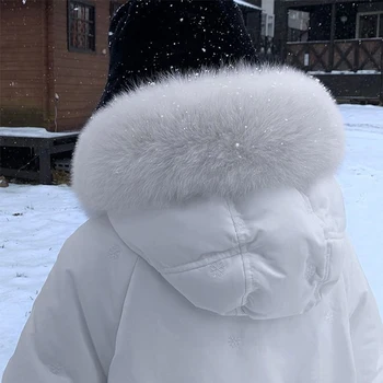 DMLFZMY Ženy Zimné Kabáty 2020 Módne Prírodné Kožušiny Golier Zimné 90% Biele Kačacie Nadol Bundy Ženy Vetrovka Teplé Dlhý Kabát