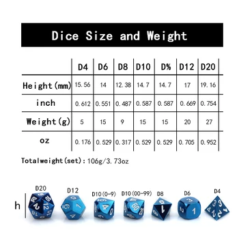 Dnd kocky polyhedral kovové kocky nastaviť dungeon a drak d&d medi ťažké stola rpg výstroj kocky s bag D20 D12 D10 D6 D8 D4