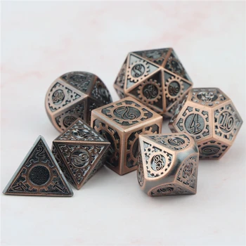 Dnd kocky polyhedral kovové kocky nastaviť dungeon a drak d&d medi ťažké stola rpg výstroj kocky s bag D20 D12 D10 D6 D8 D4
