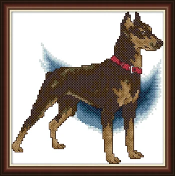 Doberman psa zvierat cartoon dekor obrazy Počíta tlačené na plátno DMC 14CT 11CT Cross Stitch Vyšívanie, súpravy na Vyšívanie Sady
