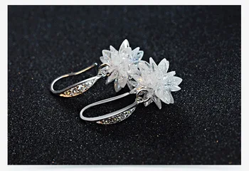 Dobrý Šperky, Módne Čistý 925 Sterling Silver Crystal Kvet, Kvapka Náušnice Šperky Pendientes Brincos