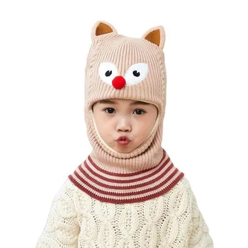 Doit 2 do 6 rokov Chlapec dievča Čiapočku Ochranu krku Ručné fox Vetru tvár Zimné Dieťa pletený hat deti dievča Earflap Čiapky