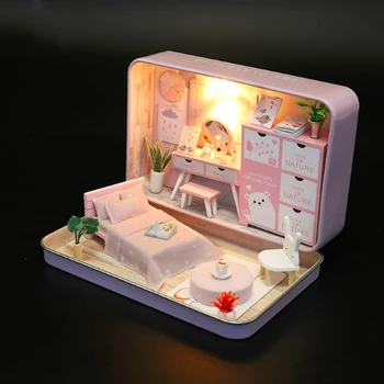 Doll House Furnitures Box Divadlo DIY Divadlo Série Trilógie Miniatúrne Drevený domček pre bábiky Hračky Pre deti narodeninám