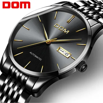 DOM Nový Dizajn Automatické Mužov Sledujte Fashion Bežné Muž Obchodné Hodiny Muži Mechanické náramkové hodinky Relogio Masculino M-89BK-1M