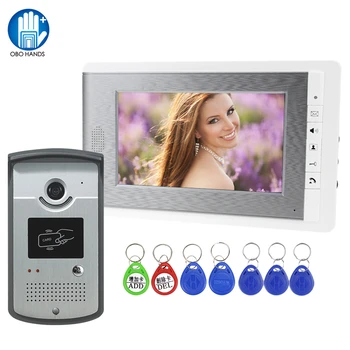 Domov Intercom Video Dvere Telefónne RFID Fotoaparát Prístupový Systém s 2 Monitory 7